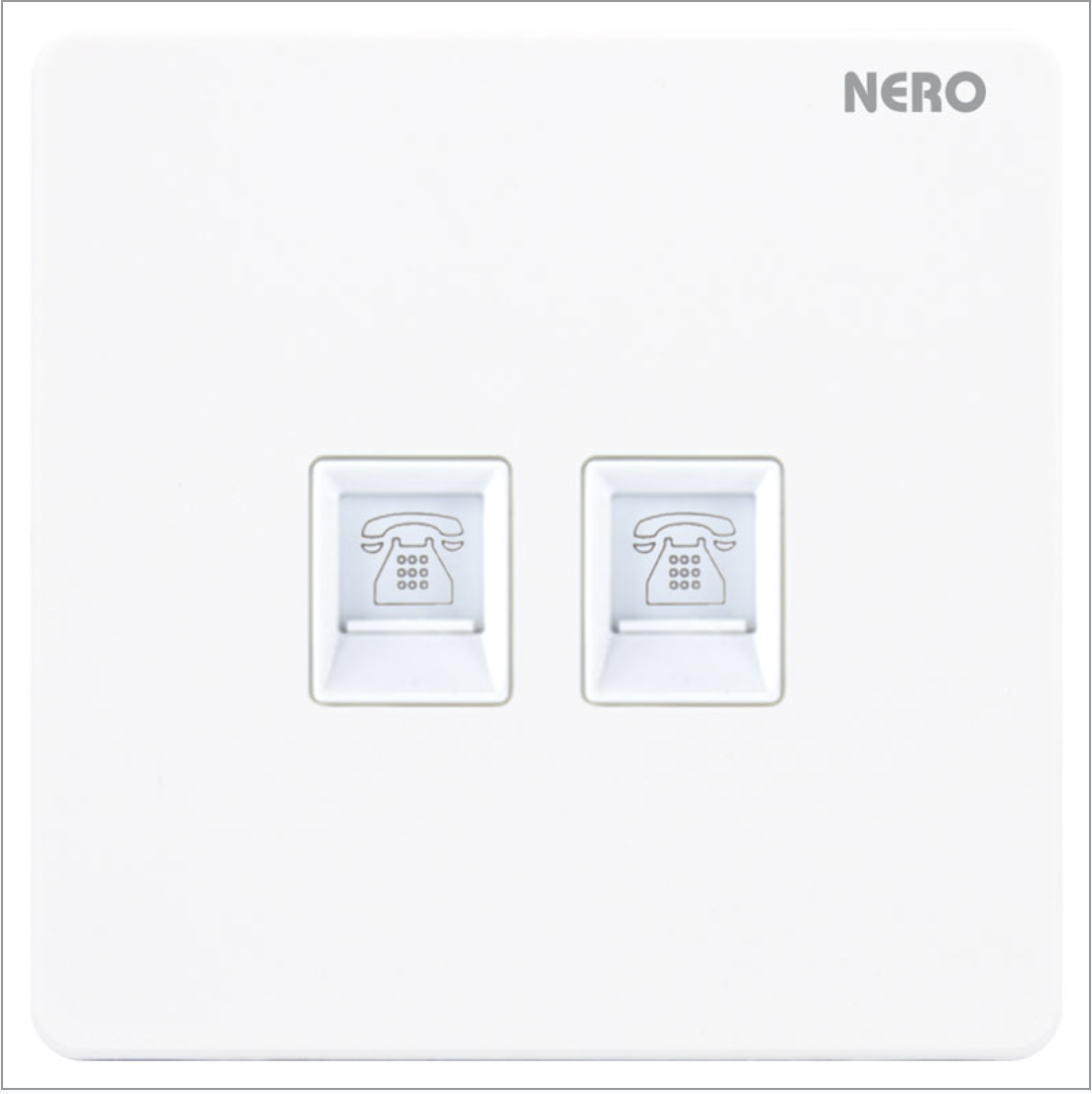2 Gang Telephone Outlet with Shutter (White)